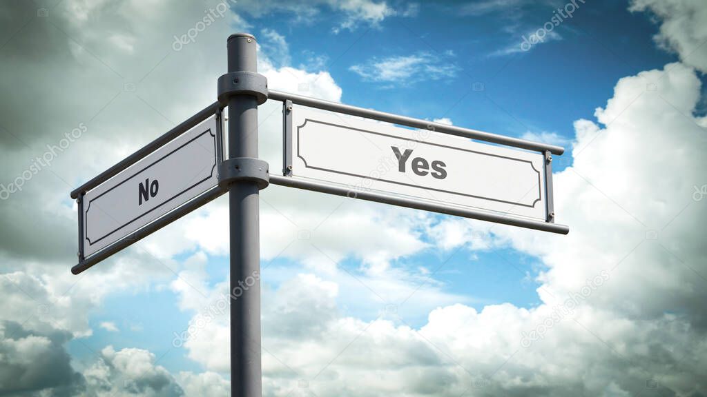 Street Sign the Direction Way to Yes versus No