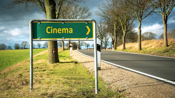 Señal Calle Dirección Camino Cine — Foto de Stock