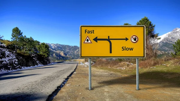Street Sign Direction Way Fast Slow — Stock Photo, Image