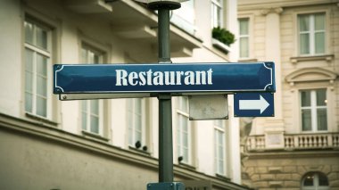 Sokak Işareti Restoran yön yolu