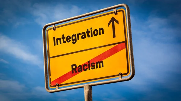 Ulice Podepsat Směr Integrace Rasismus — Stock fotografie