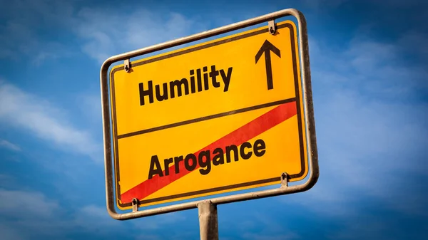 Street Sign Direction Way Humility Arrogance — Stock Photo, Image