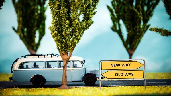 Strada Firmare Direzione New Way Old Way — Foto Stock