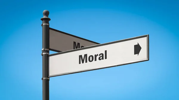 Straßenschild Weist Den Weg Zur Moral — Stockfoto