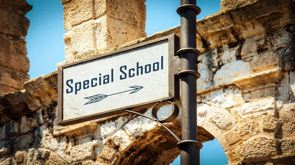 Straßenschild Weist Den Weg Zur Förderschule — Stockfoto