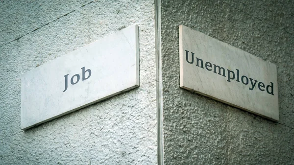 Straat Teken Richtings Manier Naar Baan Werklozen — Stockfoto