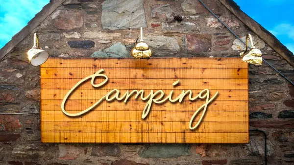 Señal Calle Dirección Camino Camping — Foto de Stock