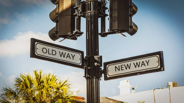 Señal Calle Dirección New Way Old Way — Foto de Stock