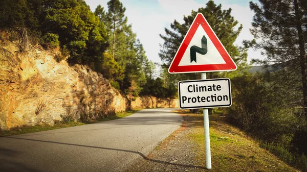 Straat Teken Richting Van Klimaatbescherming — Stockfoto