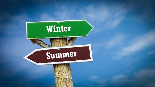 Street Sign Direction Way Winter Summer — Stock Photo, Image