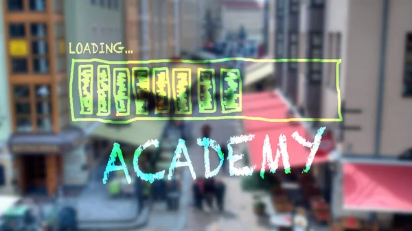 Straat Teken Richting Naar Academy — Stockfoto