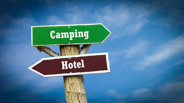 Calle Señale Dirección Camino Camping Hotel — Foto de Stock