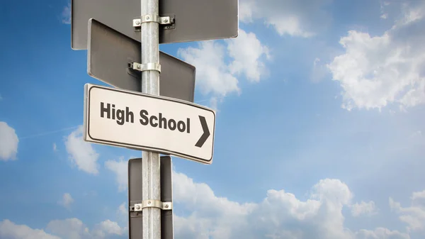 Street Sign Direzione High School — Foto Stock