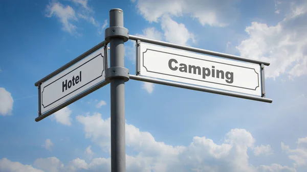 Rua Assine Direção Caminho Para Camping Hotel — Fotografia de Stock