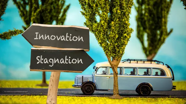 Street Sign Direction Way Innovation Stagnation — Stock Photo, Image