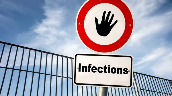 Street Underteckna Riktningen Väg Till Hygien Kontra Infektioner — Stockfoto