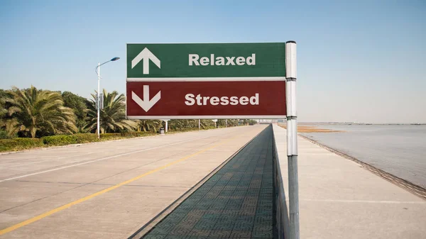 Вуличний Знак Шлях Розслабленого Проти Стресу — стокове фото