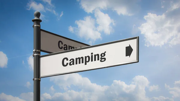 Wegweiser Richtung Campingplatz — Stockfoto