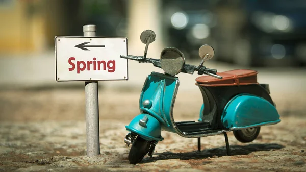 Straßenschild Weist Den Weg Zum Frühling — Stockfoto
