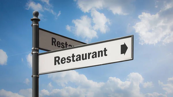 Rua Assine Caminho Direção Para Restaurante — Fotografia de Stock