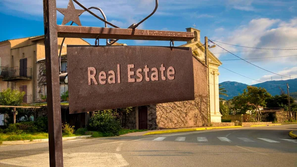 Street Sign Direction Way Real Estate — Stock Photo, Image