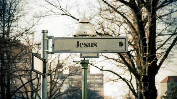 Street Sign Direction Way Jesus — Stock Photo, Image