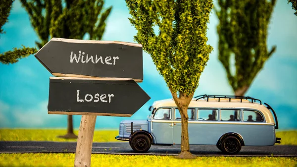 Utca Jel Irány Győztes Loser — Stock Fotó
