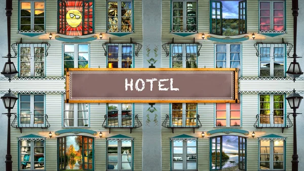 Street Sign Hotel Irány — Stock Fotó