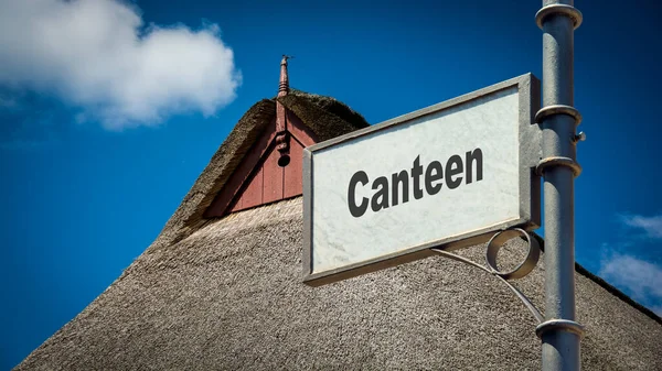 Gata Underteckna Riktningen Väg Till Canteen — Stockfoto