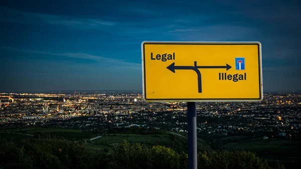 Rua Assine Direção Caminho Para Legal Ilegal — Fotografia de Stock