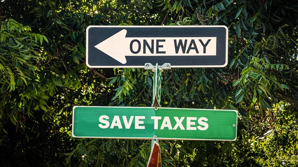 Rua Assine Maneira Direcionar Para Salvar Impostos — Fotografia de Stock