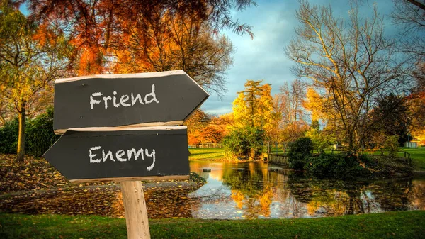 Street Sign Direction Way Friend Enemy — Stock Photo, Image