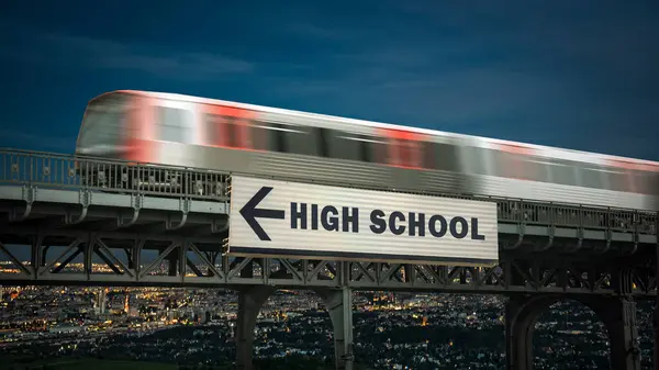 Street Sign Direction Way High School — Stock Photo, Image