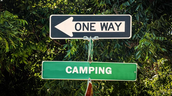 Street Sign Direction Way Camping — Stock Photo, Image