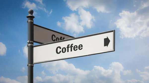街道标志咖啡方向 — 图库照片