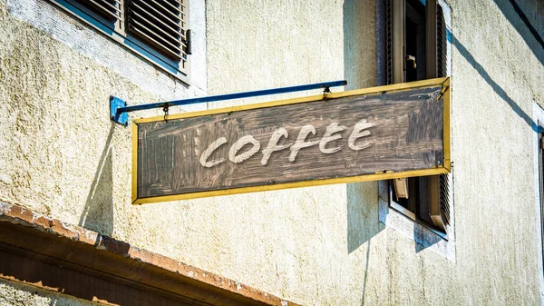 Rua Assine Caminho Direção Para Café — Fotografia de Stock