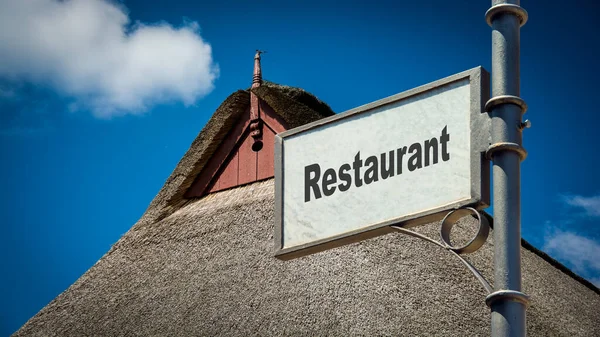 Gata Underteckna Riktningen Väg Till Restaurang — Stockfoto