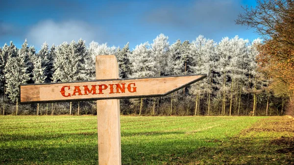 Señal Calle Dirección Camino Camping —  Fotos de Stock