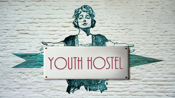 Street Sign Direction Way Youth Hostel — Stok Foto