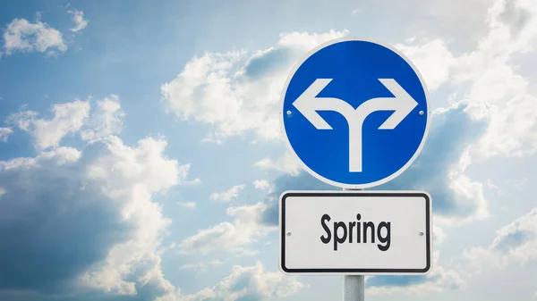 Straßenschild Weist Den Weg Zum Frühling — Stockfoto