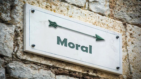 Rua Assine Caminho Direção Para Moral — Fotografia de Stock