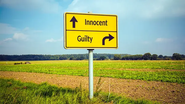 Street Sign Direction Way Innocent Guilty — Stok Foto