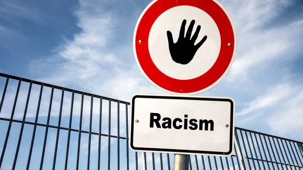 Rua Assine Caminho Direção Para Integração Racismo — Fotografia de Stock