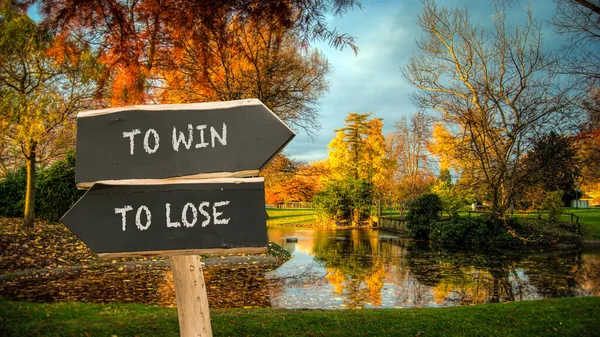 Straat Teken Richting Manier Winnen Verliezen — Stockfoto