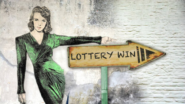 Street Sign the Direction Way to Lottery Win