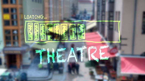 Straat Teken Richting Naar Het Theater — Stockfoto