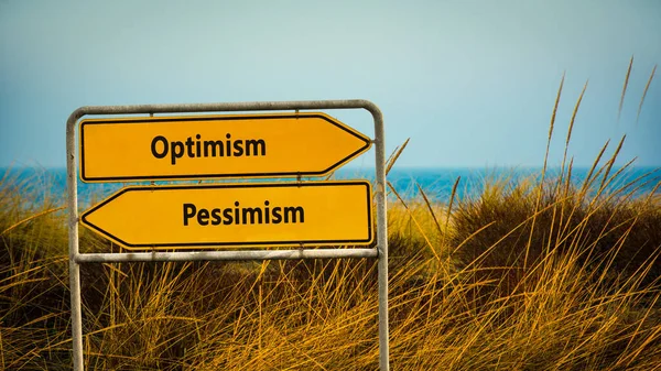 Street Sign Direzione Verso Ottimismo Contro Pessimismo — Foto Stock