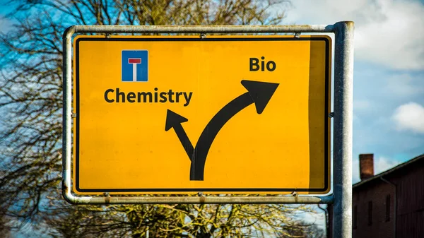 Ulica Podpisz Drogę Kierunku Bio Kontra Chemia — Zdjęcie stockowe