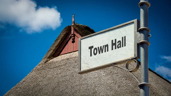 Sokak Tabelası Belediye Binasına Giden Yol