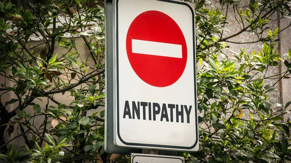 Ulica Znak Kierunku Droga Sympatii Porównaniu Antipathy — Zdjęcie stockowe